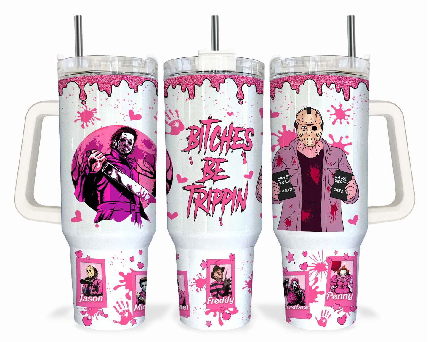 Pink Horror 40oz Tumbler Wrap 