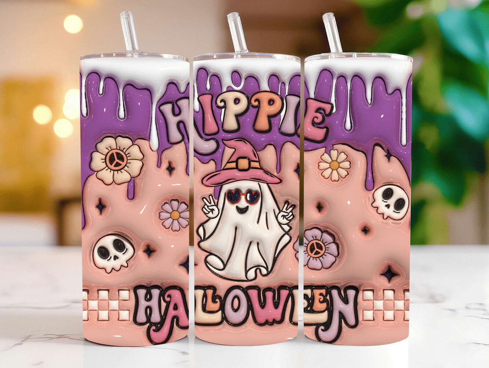 Bundle 3D Inflated Sublimation Tumbler Design , Halloween Season 20oz Tumbler