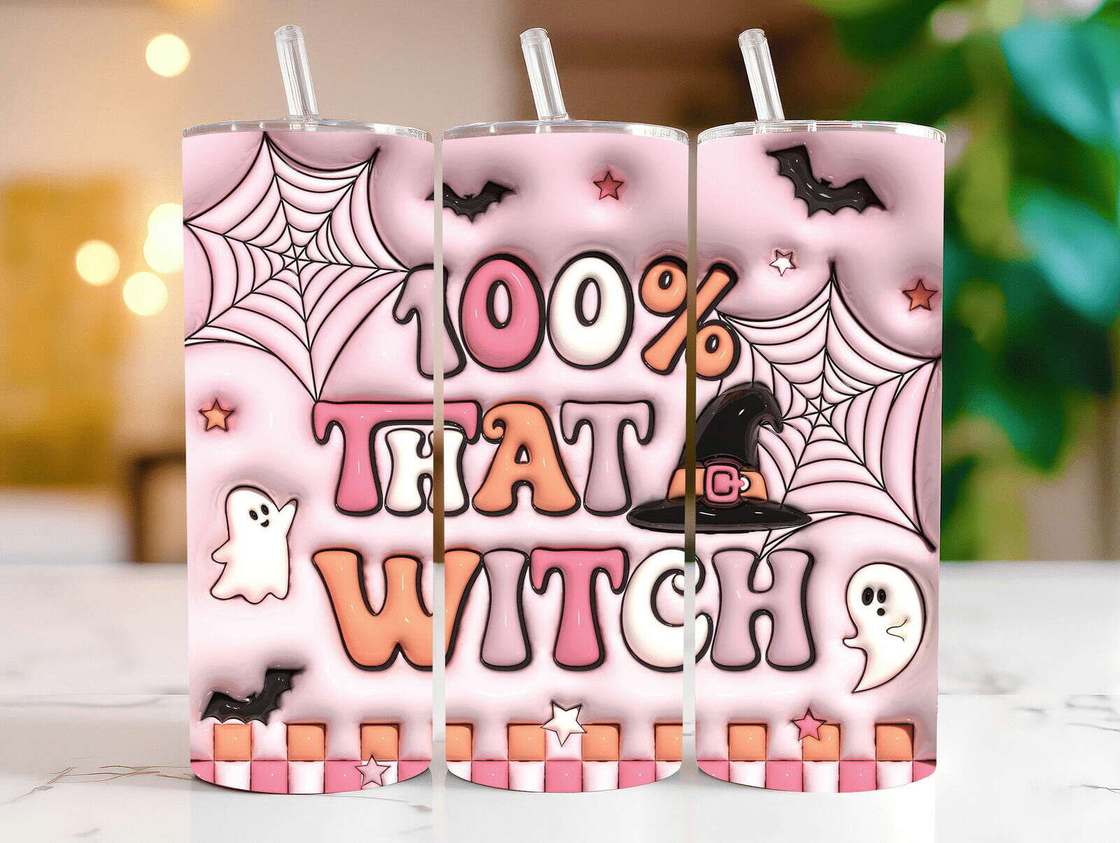 Bundle 3D Inflated Sublimation Tumbler Design , Halloween Season 20oz Tumbler