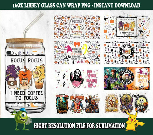 Bundle Halloween Can Glass Wrap, 16oz Can Glass, Trick or Treat, Boo Bash, Libbey Can Glass Wrap