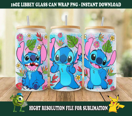 Cartoon 16oz Can Glass, Libbey Can Glass, Png Instant Download