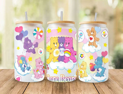 Cartoon 16oz Glass Can Wrap, 16oz Libbey Glass Can, Frosted Can Glass, Sublimation Design