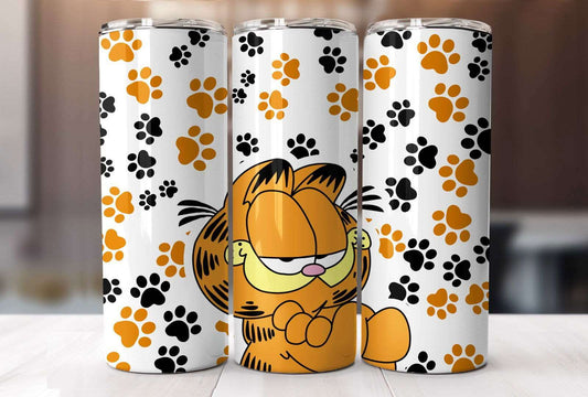 Cartoon 20oz Skinny Tumbler Wrap Design PNG, Cartoon 80s Tumbler, Yellow Cat Design