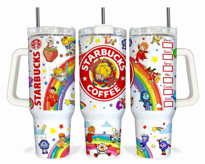 Cartoon 40oz Tumbler Wrap PNG, Rainbows 40oz Tumbler Wrap Sublimation