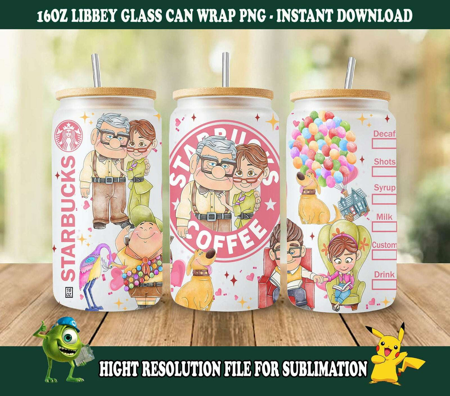 Cartoon character 16oz Can Glass Wrap, 16oz Can Glass, Up Movie Png