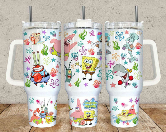 Cartoon Character Underwater 40oz Tumbler, 90s tumbler wrap, 40oz Tumbler Design