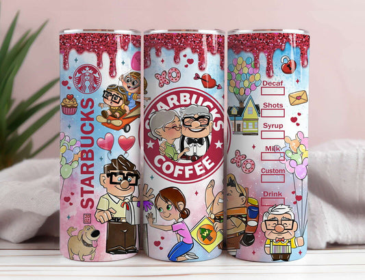 Cartoon Character Valentine Tumbler Design PNG, Valentine 20oz Skinny Tumbler