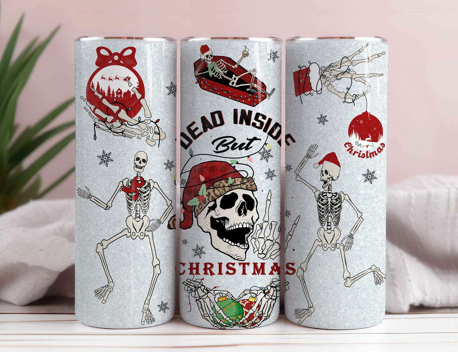 Christmas 20oz Tumbler Wrap, Dead Inside But Christmas