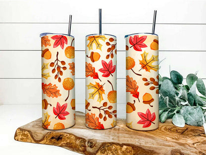 Fall 20 oz Skinny Tumbler Bundle, Fall Vibes Tumbler Wrap