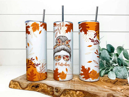 Fall 20 oz Skinny Tumbler Bundle, Fall Vibes Tumbler Wrap