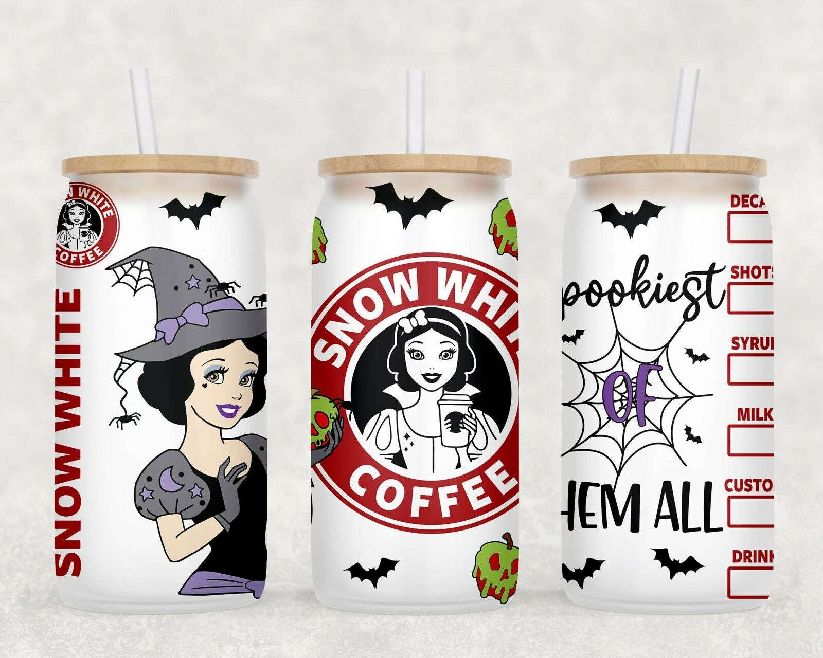 Fall Halloween Coffee Logo  Libbey Glass Can Wrap Sublimation Seamless