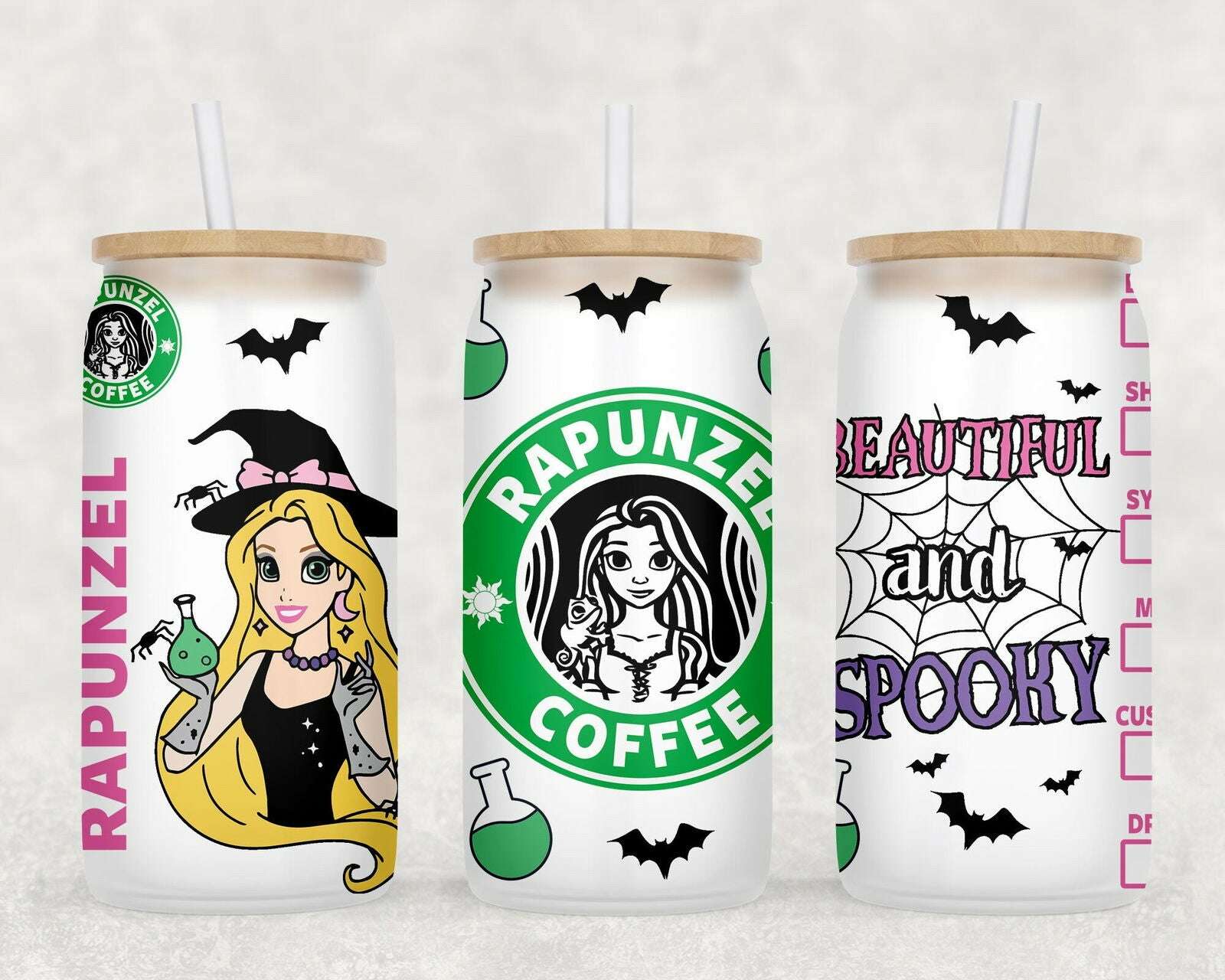 Fall Halloween Coffee Logo  Libbey Glass Can Wrap Sublimation Seamless