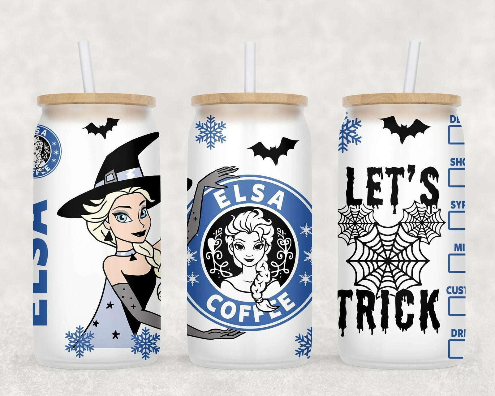 Fall Halloween Coffee Logo  Libbey Glass Can Wrap Sublimation Seamless