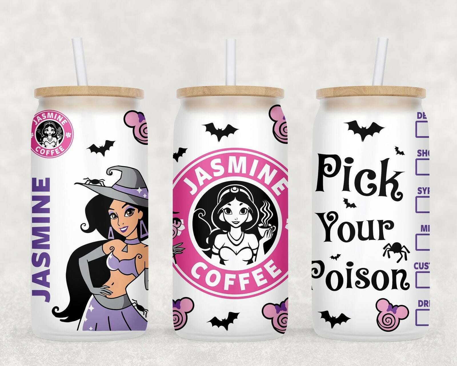 Fall Halloween Coffee Logo  Libbey Glass Can Wrap Sublimation Seamless