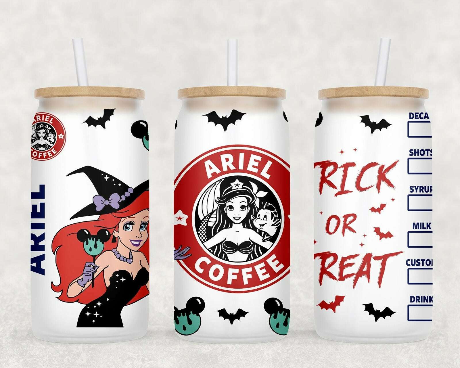 Fall Halloween Coffee Logo  Libbey Glass Can Wrap Sublimation Seamless