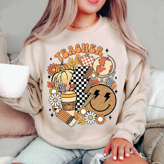 Fall Teacher PNG Shirt, Back To School Png