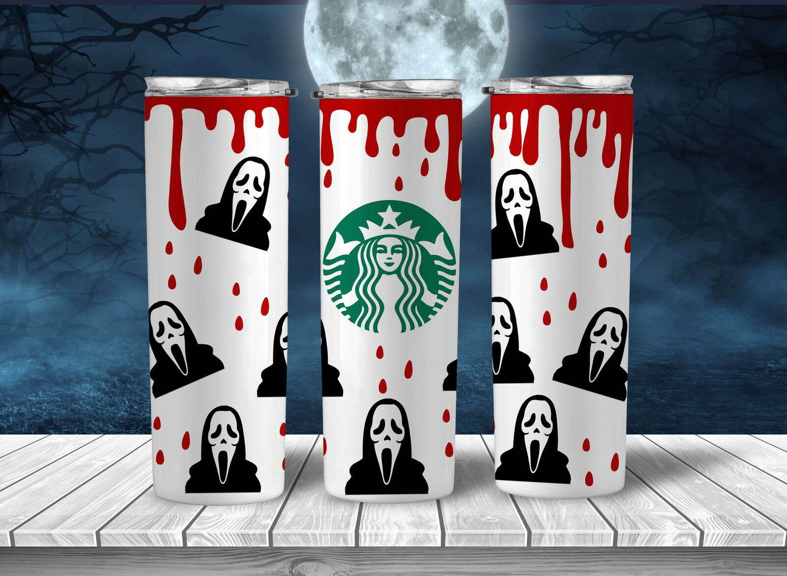 Hor Tumbler Wrap PNG, Halloween Hororr 20oz Skinny Tumbler Designs