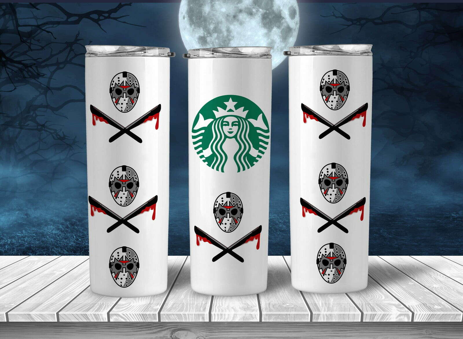 Hor Tumbler Wrap PNG, Halloween Hororr 20oz Skinny Tumbler Designs