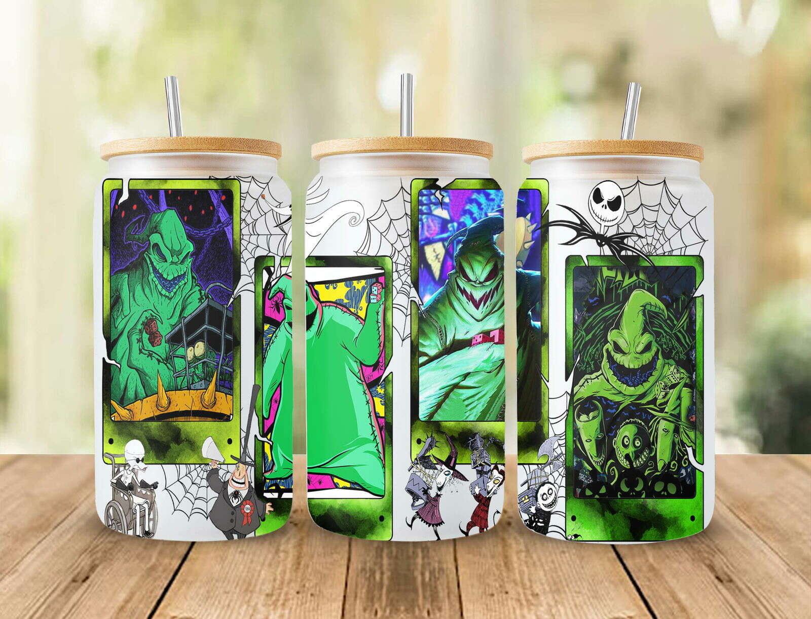 Horror Character 16oz Can Glass Wrap, Halloween Design Libbey Glass Can
