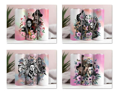 Horror Characters 20oz Skinny Straight Designs, Horror Movie Tumbler Designs