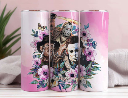 Horror Characters 20oz Skinny Straight Designs, Horror Movie Tumbler Designs