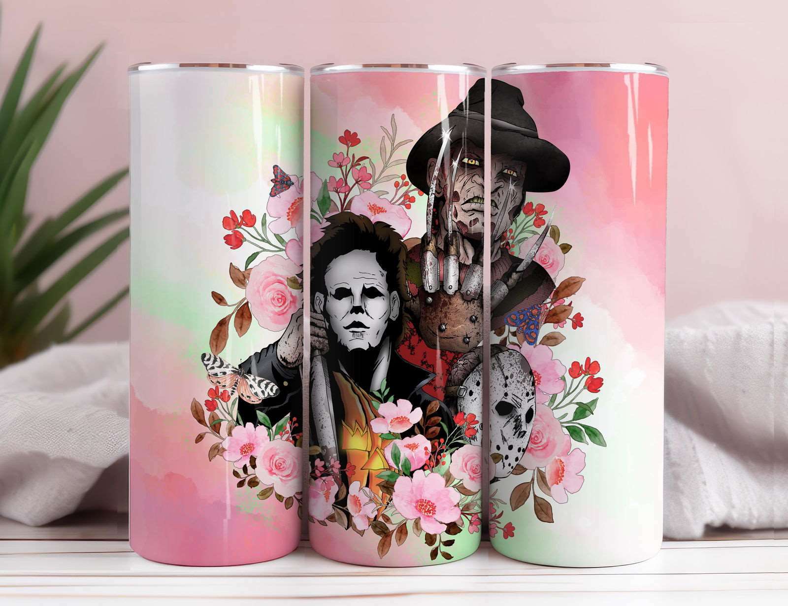 Horror Characters 20oz Skinny Straight Designs, Horror Movie Tumbler Designs