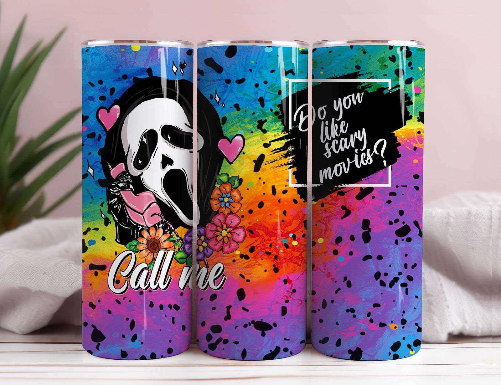 Horror Characters Tumbler Wrap, 20Oz Skinny Tumbler PNG, PNG Sublimation Design