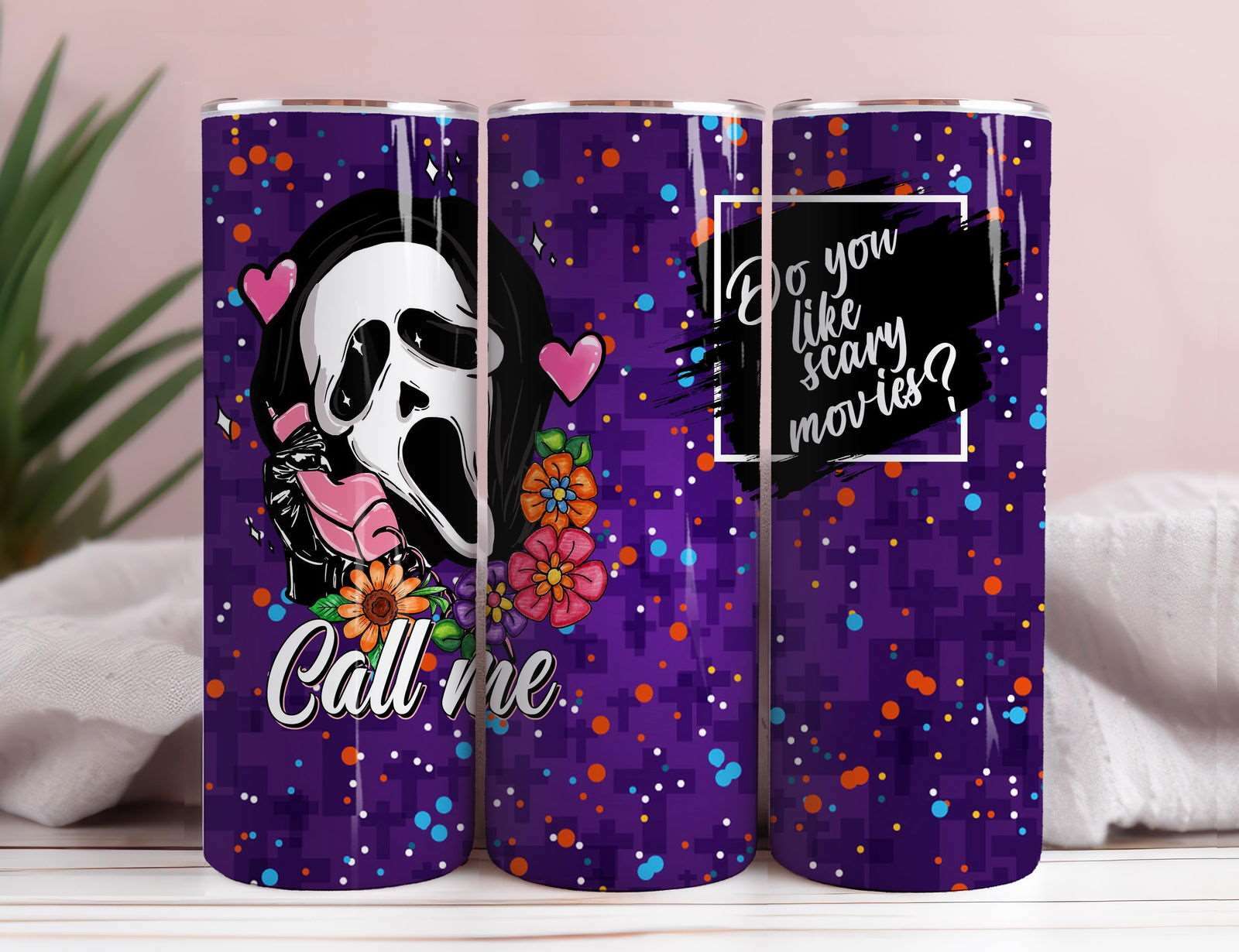 Horror Characters Tumbler Wrap, 20Oz Skinny Tumbler PNG, PNG Sublimation Design