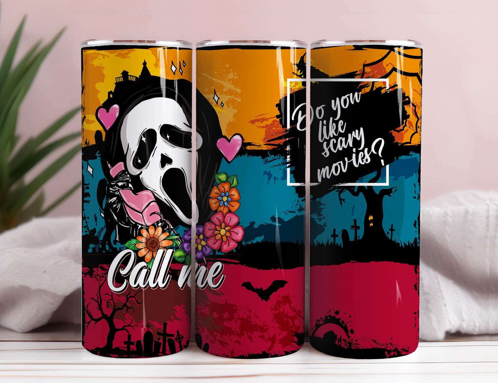 Horror Characters Tumbler Wrap, 20Oz Skinny Tumbler PNG, PNG Sublimation Design