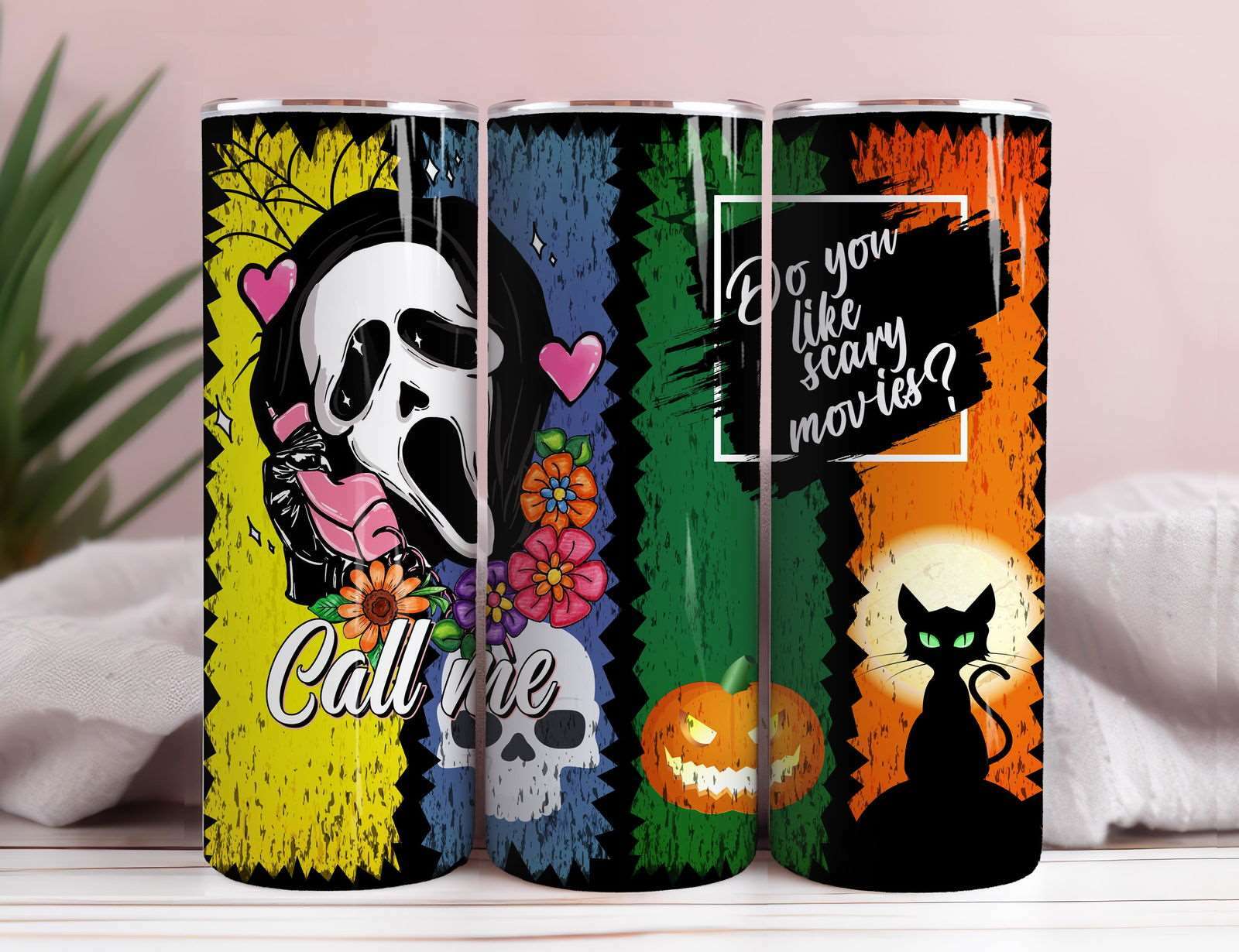 Horror Characters Tumbler Wrap, 20Oz Skinny Tumbler PNG, PNG Sublimation Design