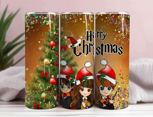 HP Christmas 20oz Tumbler Wrap PNG, Magic Skinny Tumbler Sublimation