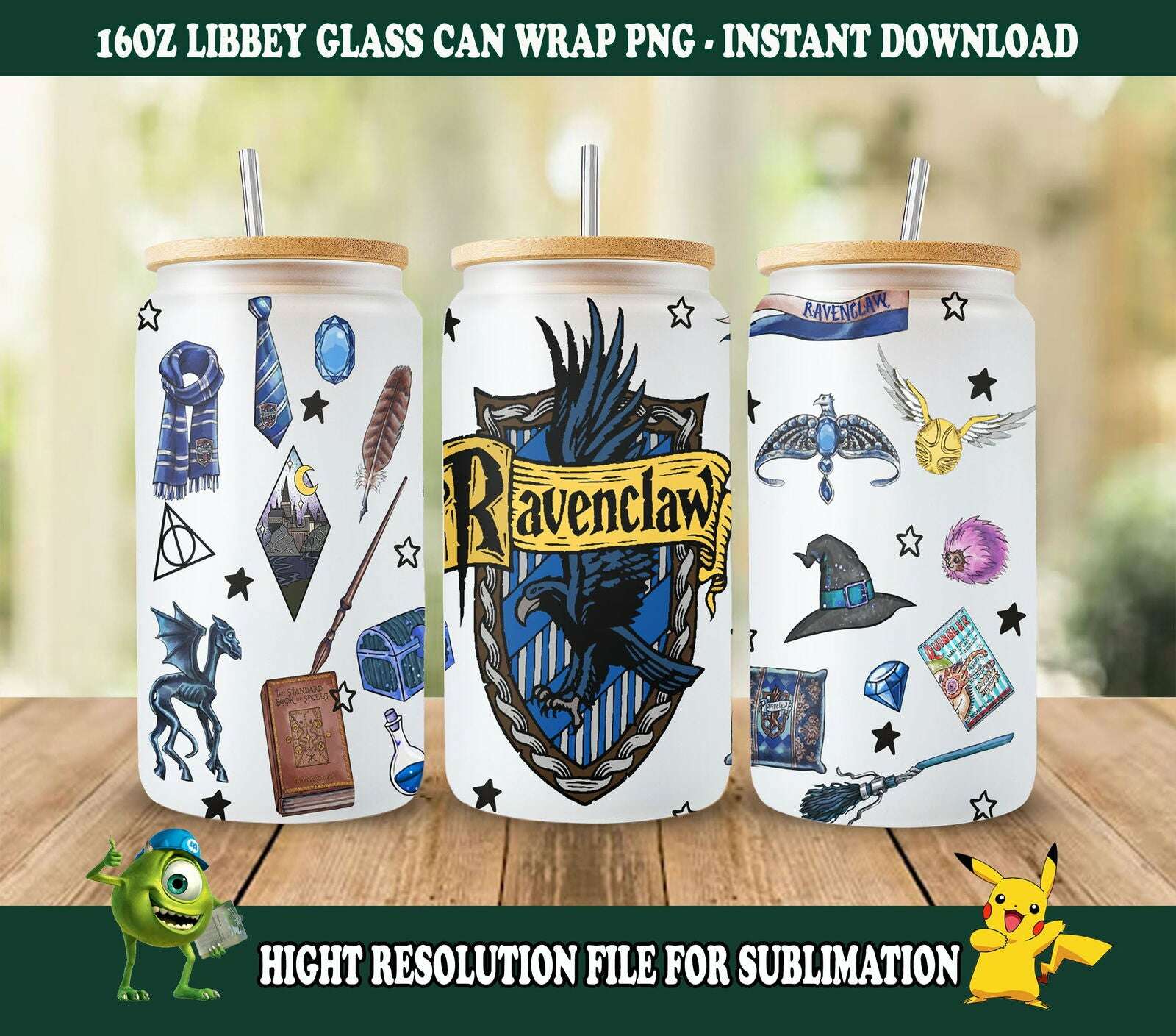HP Magic Glass Can Wrap, Magic School 16oz Can Glass Wrap, Magic Libbey Can Wrap