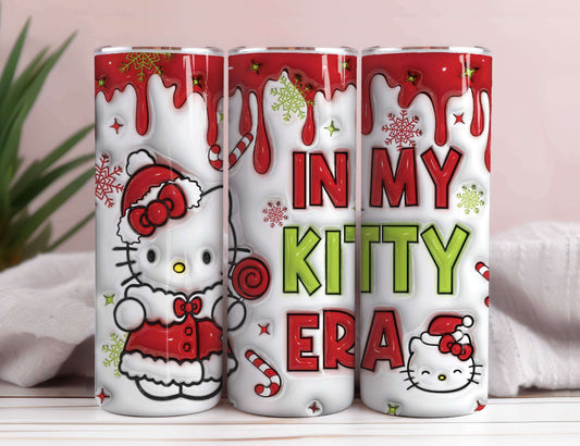 In My KT Era 3D Inflated Christmas 20oz Tumbler Wrap PNG, 20oz Tumbler Skinny Sublimation Design