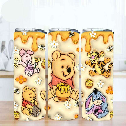 Inflated 3D Be 20oz Skinny Tumbler PNG, Inflated 20oz Sunflowers Skinny Sublimation