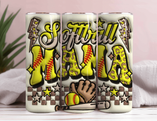 Inflated 3D Mom Tumbler PNG, 20oz Skinny Tumbler