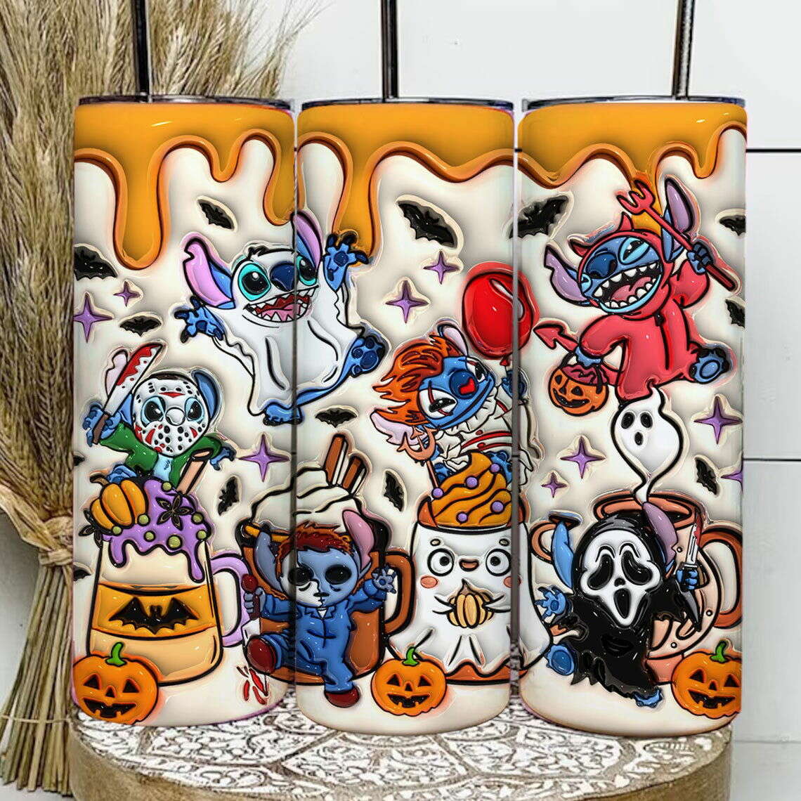 Inflated Halloween Tumbler Design Png, 20oz Skinny Sublimation 2