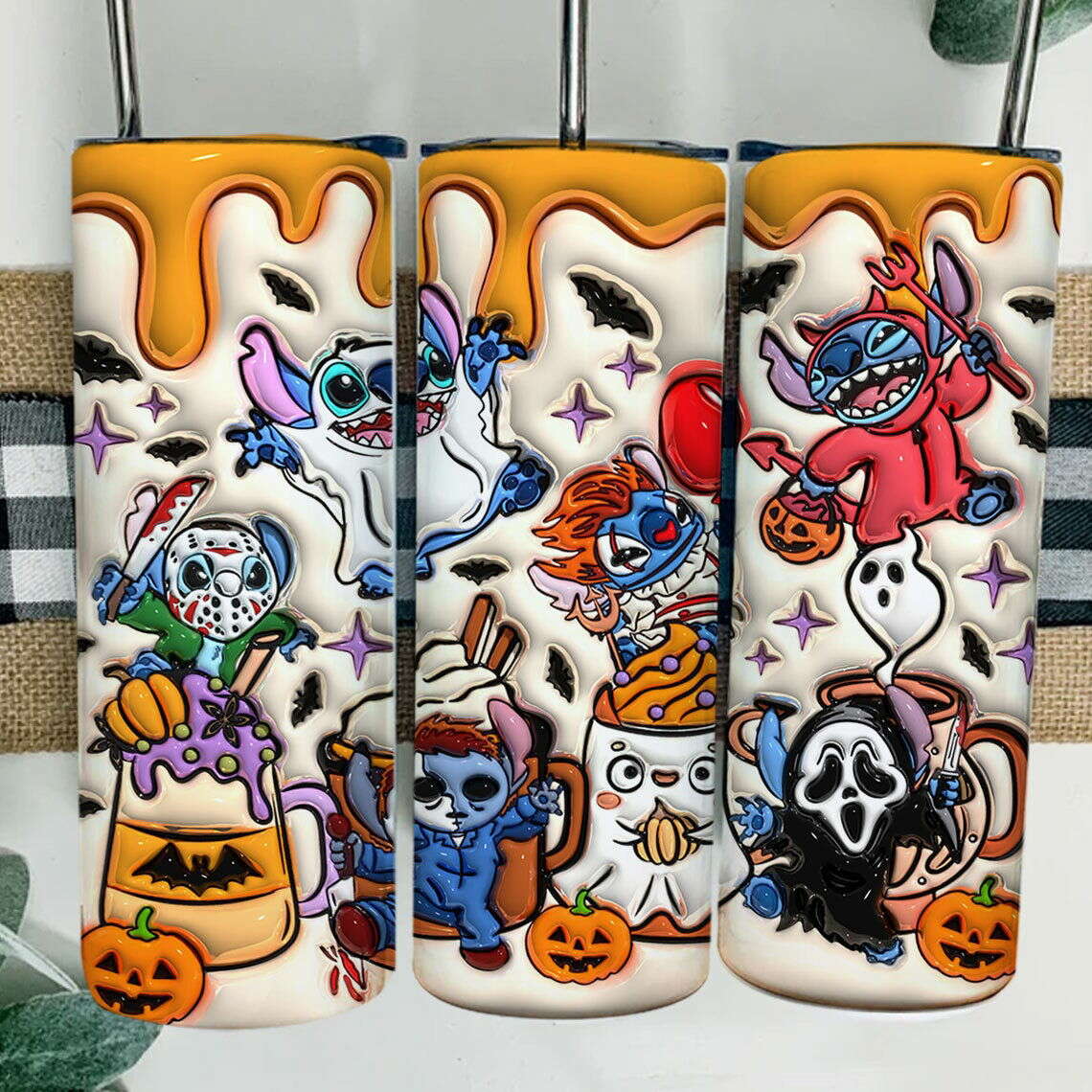 Inflated Halloween Tumbler Design Png, 20oz Skinny Sublimation 2