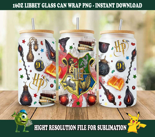 Magic 16oz Can Glass Full Wrap, HP Magic Sublimation Wrap Design