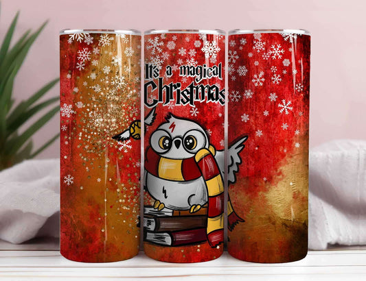 Magic Christmas 20oz Tumbler Wrap PNG, HP Skinny Tumbler Sublimation