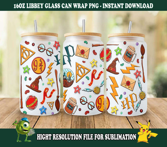 Magic HP 16oz Glass Can Wrap, Magic Libbey Glass  Sublimation Design