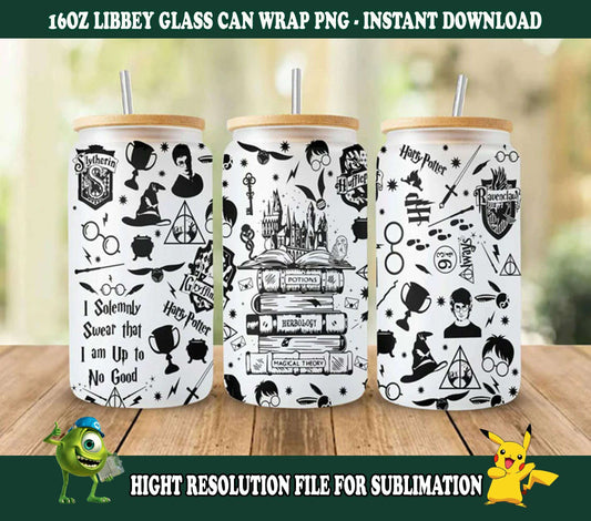 Magic Libbey 16oz Glass Can Wrap Design Sublimation, HP Wrap Png