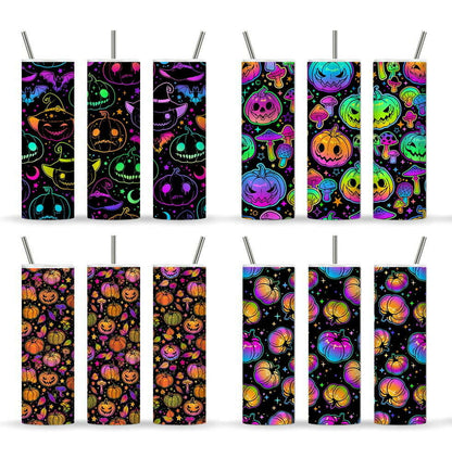 Multicolored Halloween 20Oz Skinny Tumbler Wrap