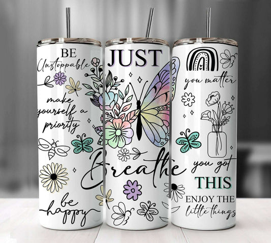 PA 20oz Tumbler Wrap, Butterflies PNG Downloads