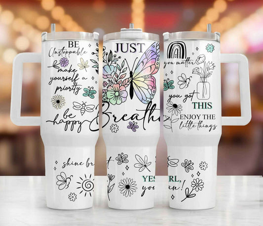 Positive Affirmations Tumbler Wrap, Positive 40oz Tumbler Png, Summer Quencher Tumbler Design