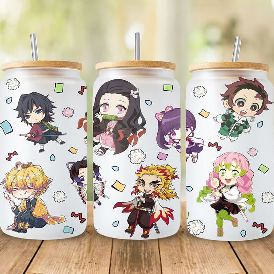 Demon Slayer Bundle - Kimetsu No Yaiba Libbey 16oz Glass Can Wrap PNG