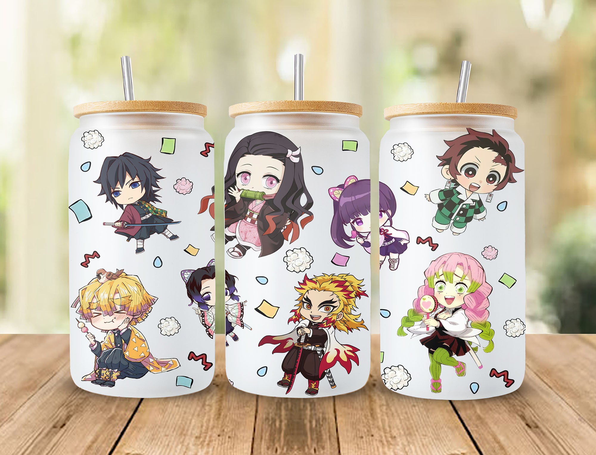 Demon Slayer Bundle - Kimetsu No Yaiba Libbey 16oz Glass Can Wrap PNG