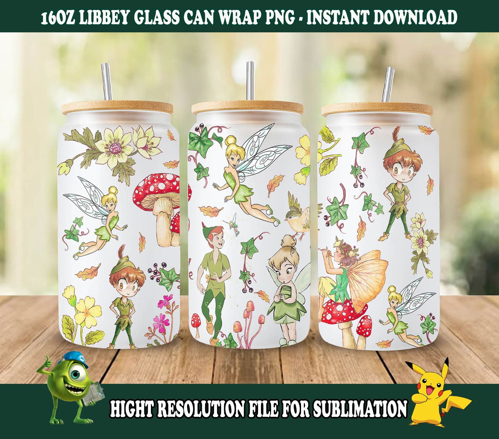 16oz Can Glass, Full Tumbler Wrap, Can Glass Wrap, Png Sublimation - Vartdigitals