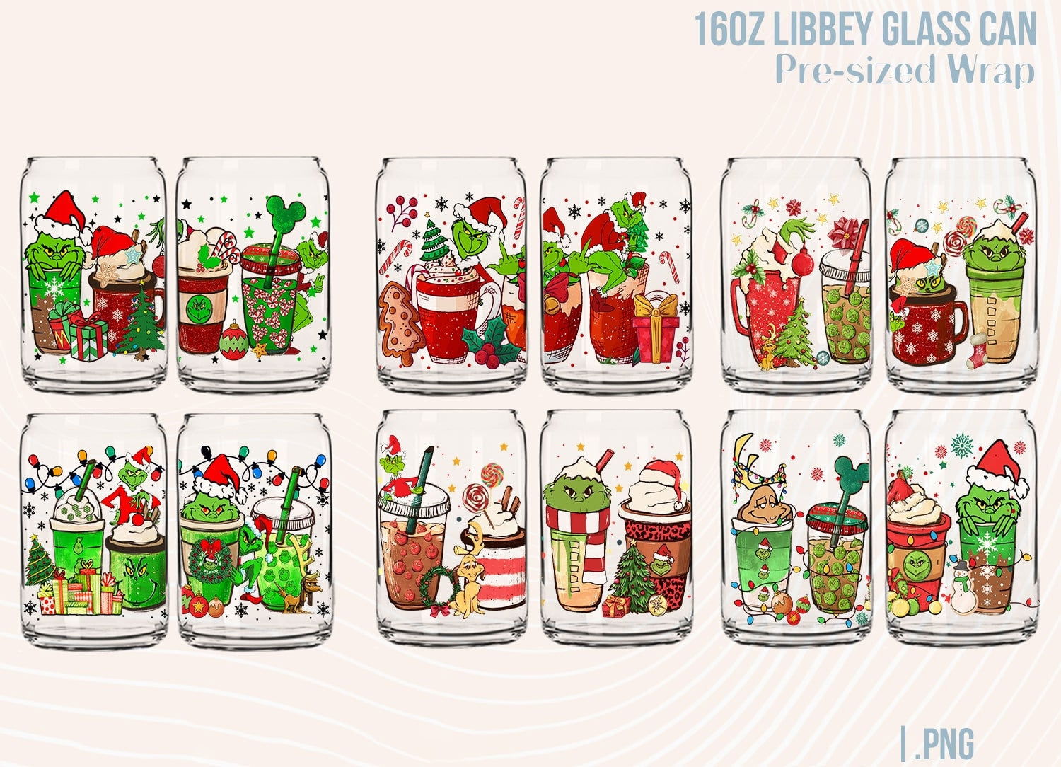 16oz Glass Can Christmas Png, 16oz Can Glass - Vartdigitals