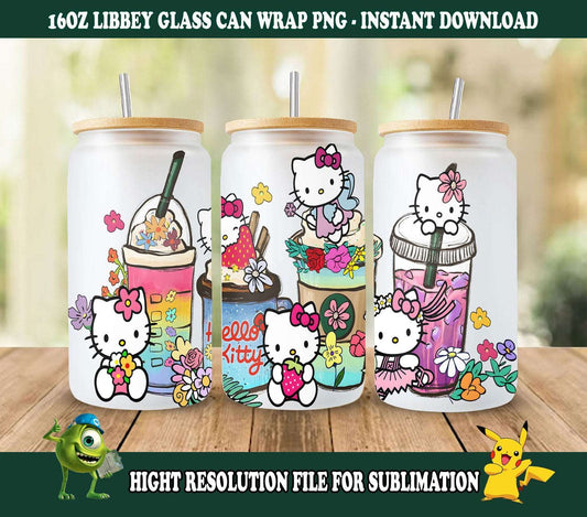 16oz Libbey Wrap, Cartoon Spring Flowers, Png Sublimation Design 5 - Vartdigitals