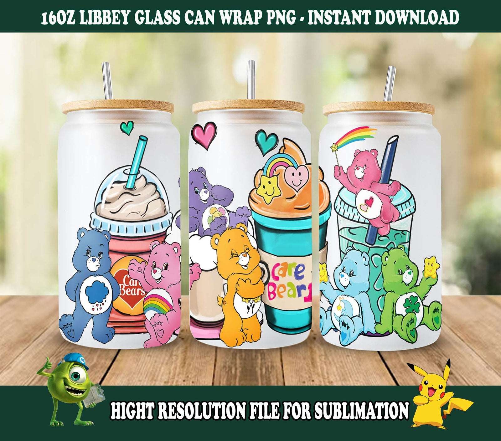 16oz Wrap, 16oz Libbey Glass Can, Frosted Can Glass, Sublimation Design 1 - Vartdigitals